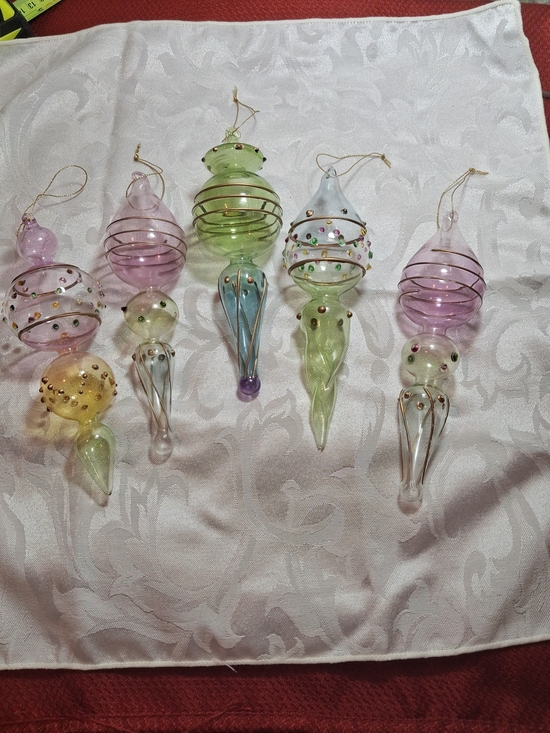 The Unbranded Brand Other - Handblown Pastel Glass Holiday Ornaments - Multicolor Set